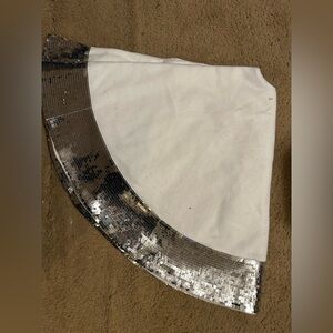 White felt and Sliver Sequin Tree Skirt